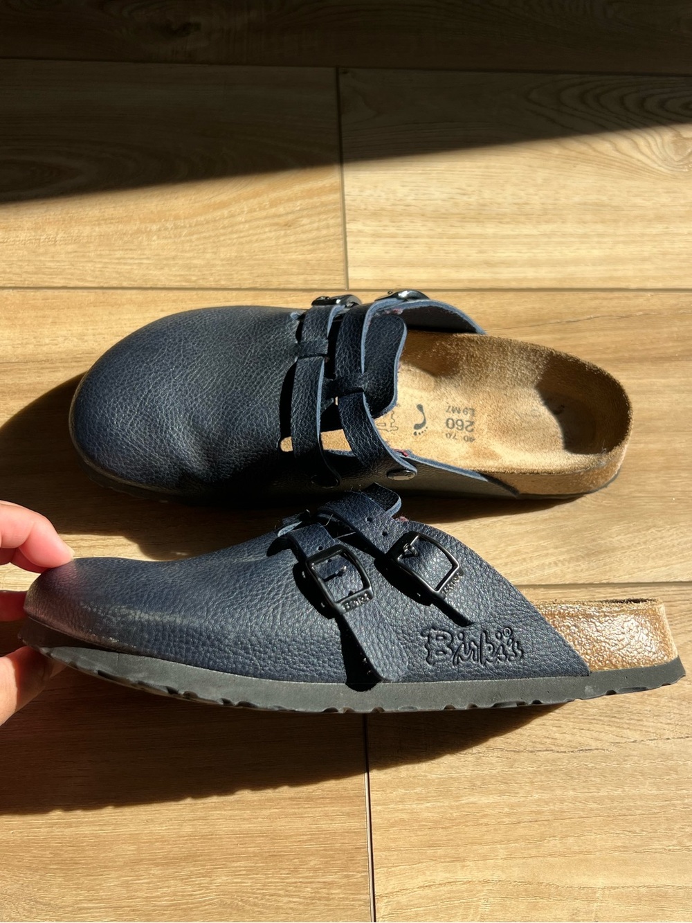 Birki’s Camden Clogs Double Strap Navy Blue Women’s size 9